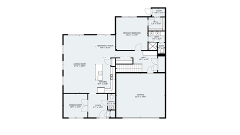 Floor plan for 3 beds, 2.5 baths, 1932 sqft